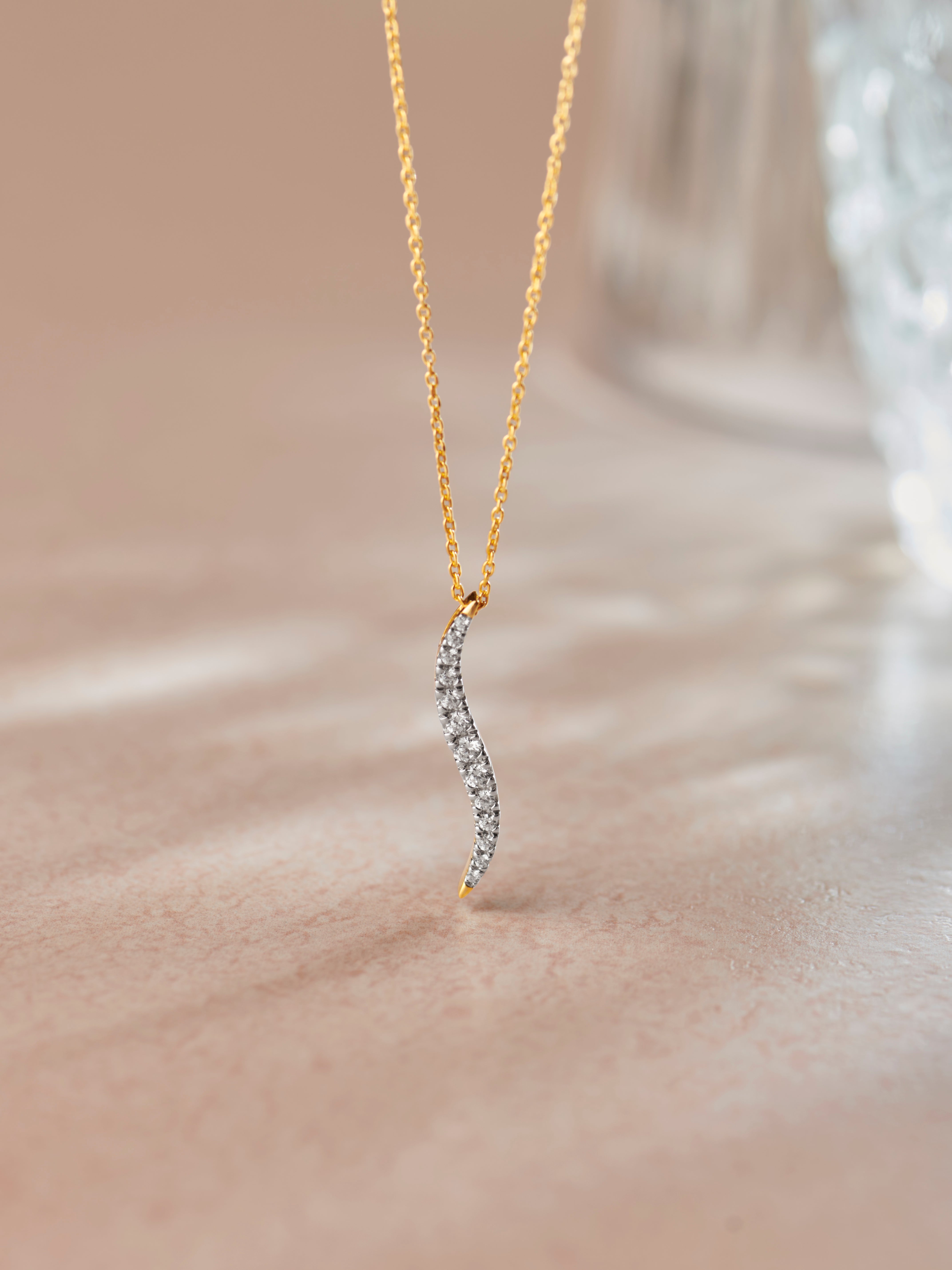 Sleek Diamond Necklace, 14K Gold Vermeil, 1/3 ct Lab Grown Diamond-6