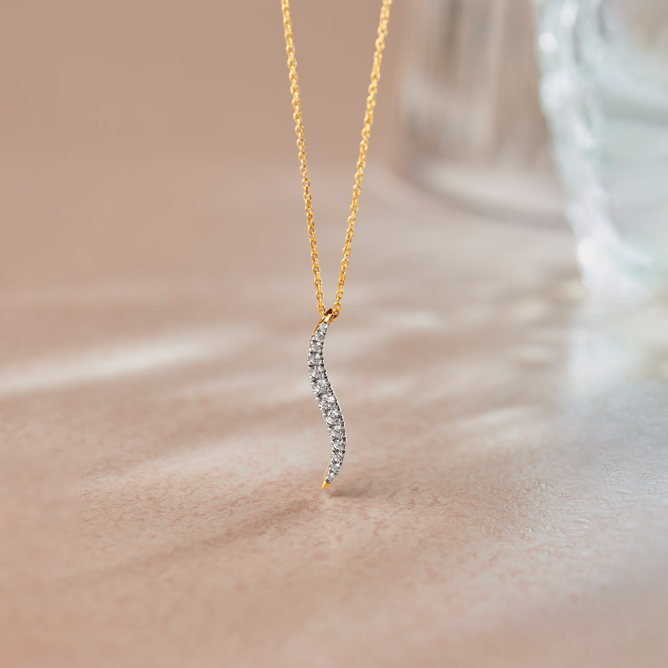 Sleek Diamond Necklace, 14K Gold Vermeil, 1/3 ct Lab Grown Diamond-1