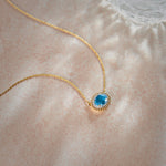 Natural Topaz Necklace, 14K Solid Gold, 1/10 ct Lab Grown Diamond-1
