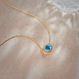 Natural Topaz Necklace, 14K Solid Gold, 1/10 ct Lab Grown Diamond-1