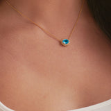 Natural Topaz Necklace, 14K Gold Vermeil, 1/10 ct Lab Grown Diamond-2