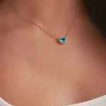Natural Topaz Necklace, 14K Solid Gold, 1/10 ct Lab Grown Diamond-2