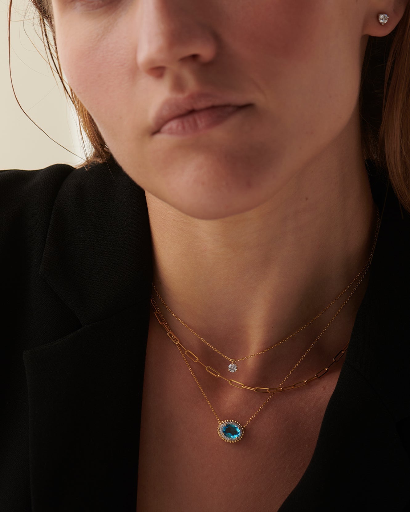Natural Topaz Necklace, 14K Solid Gold, 1/10 ct Lab Grown Diamond-4