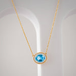 Natural Topaz Necklace, 14K Gold Vermeil, 1/10 ct Lab Grown Diamond-5