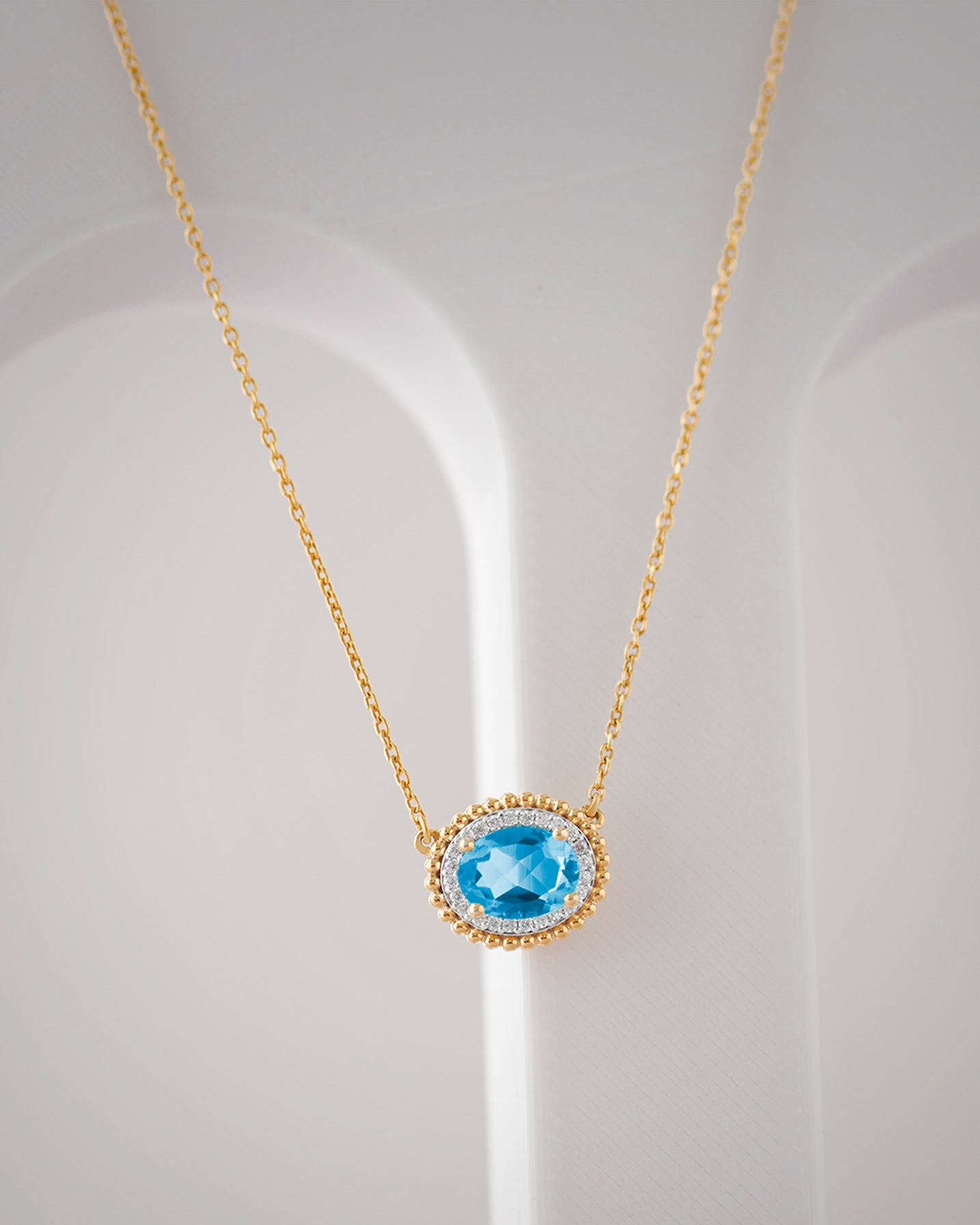 Natural Topaz Necklace, 14K Gold Vermeil, 1/10 ct Lab Grown Diamond-5