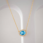 Natural Topaz Necklace, 14K Solid Gold, 1/10 ct Lab Grown Diamond-5
