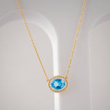 Natural Topaz Necklace, 14K Solid Gold, 1/10 ct Lab Grown Diamond-5