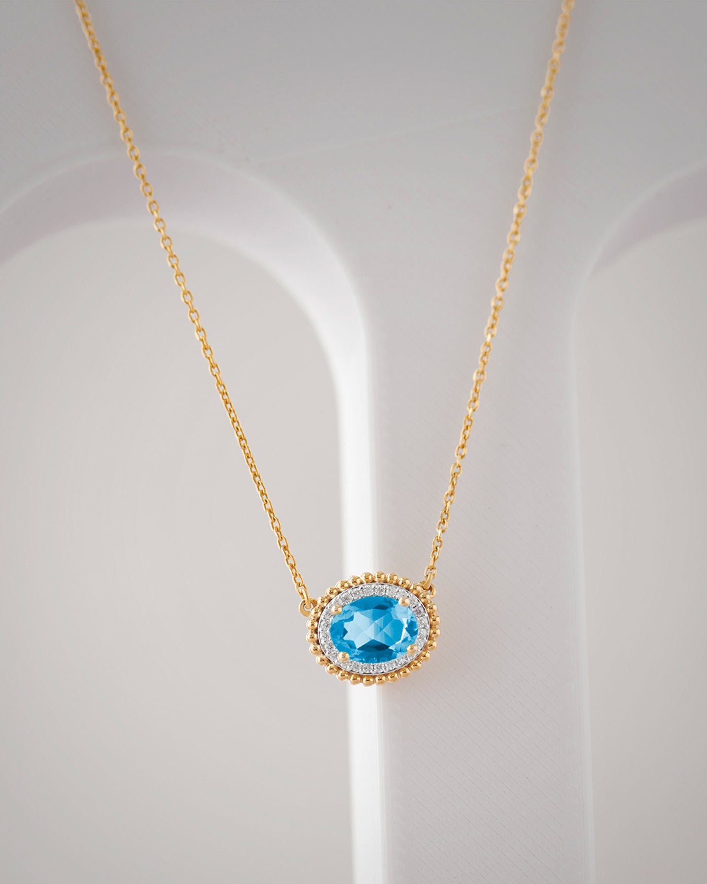 Natural Topaz Necklace, 14K Solid Gold, 1/10 ct Lab Grown Diamond-5
