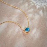 Natural Topaz Necklace, 14K Gold Vermeil, 1/10 ct Lab Grown Diamond-6