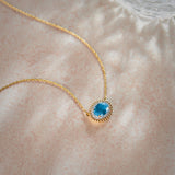 Natural Topaz Necklace, 14K Solid Gold, 1/10 ct Lab Grown Diamond-6