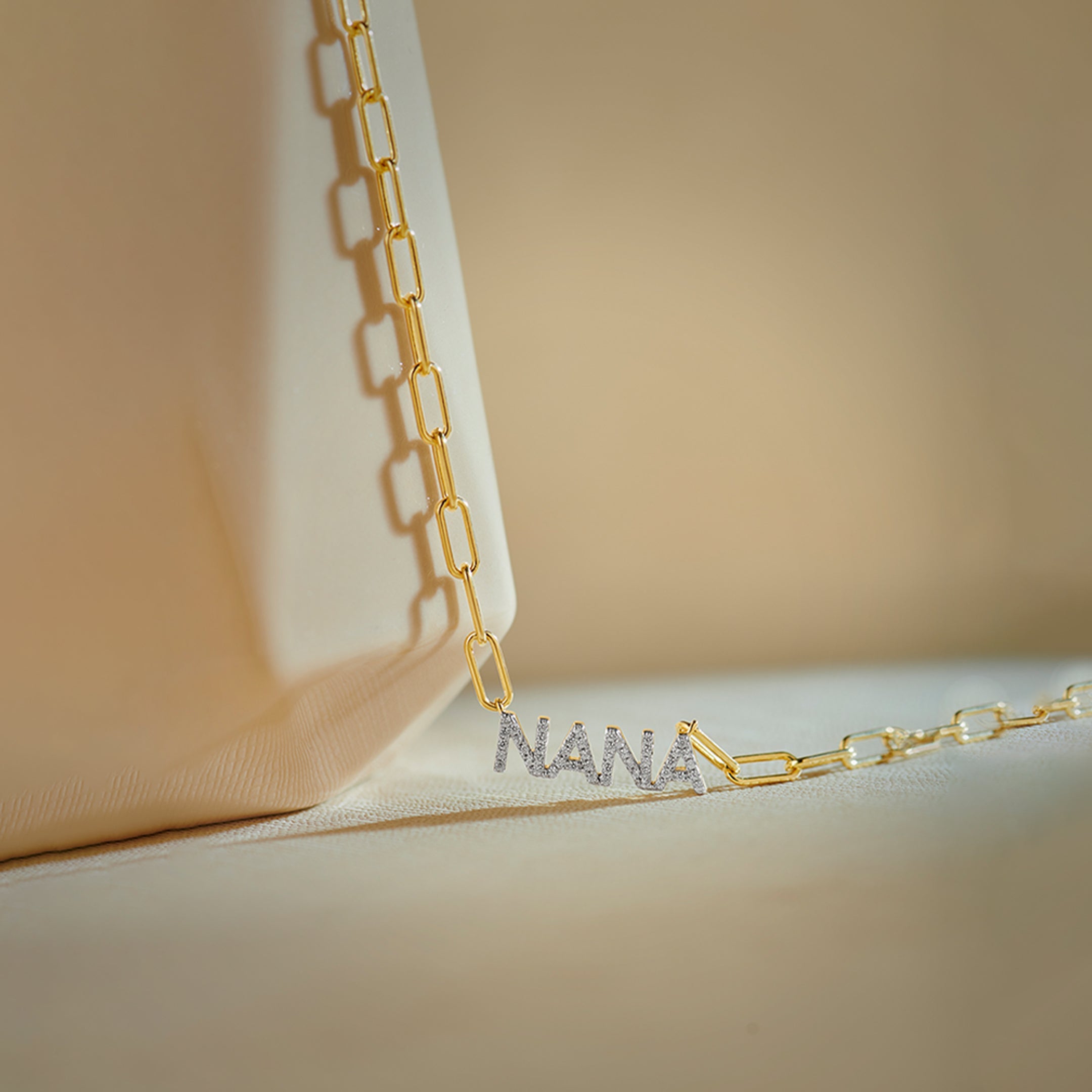 Nana Diamond Paperclip Necklace, 14K Solid Gold, 1/4 ct Lab Grown Diamond-1