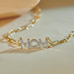 Mom Diamond Paperclip Necklace, 14K Solid Gold, 1/4 ct Lab Grown Diamond-6