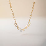 I Can & I Will Diamond Paperclip Necklace, 14K Solid Gold, 1/10 ct Lab Grown Diamond-1