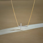 Horizontal Cross Diamond Necklace,14K Gold Vermeil,1/4 ct Lab Diamond-1