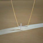 Horizontal Cross Diamond Necklace, 14K Gold Vermeil, 1/4 ct Lab Grown Diamond-1