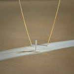 Horizontal Cross Diamond Necklace, 14K Solid Gold, 1/4 ct Lab Grown Diamond-1