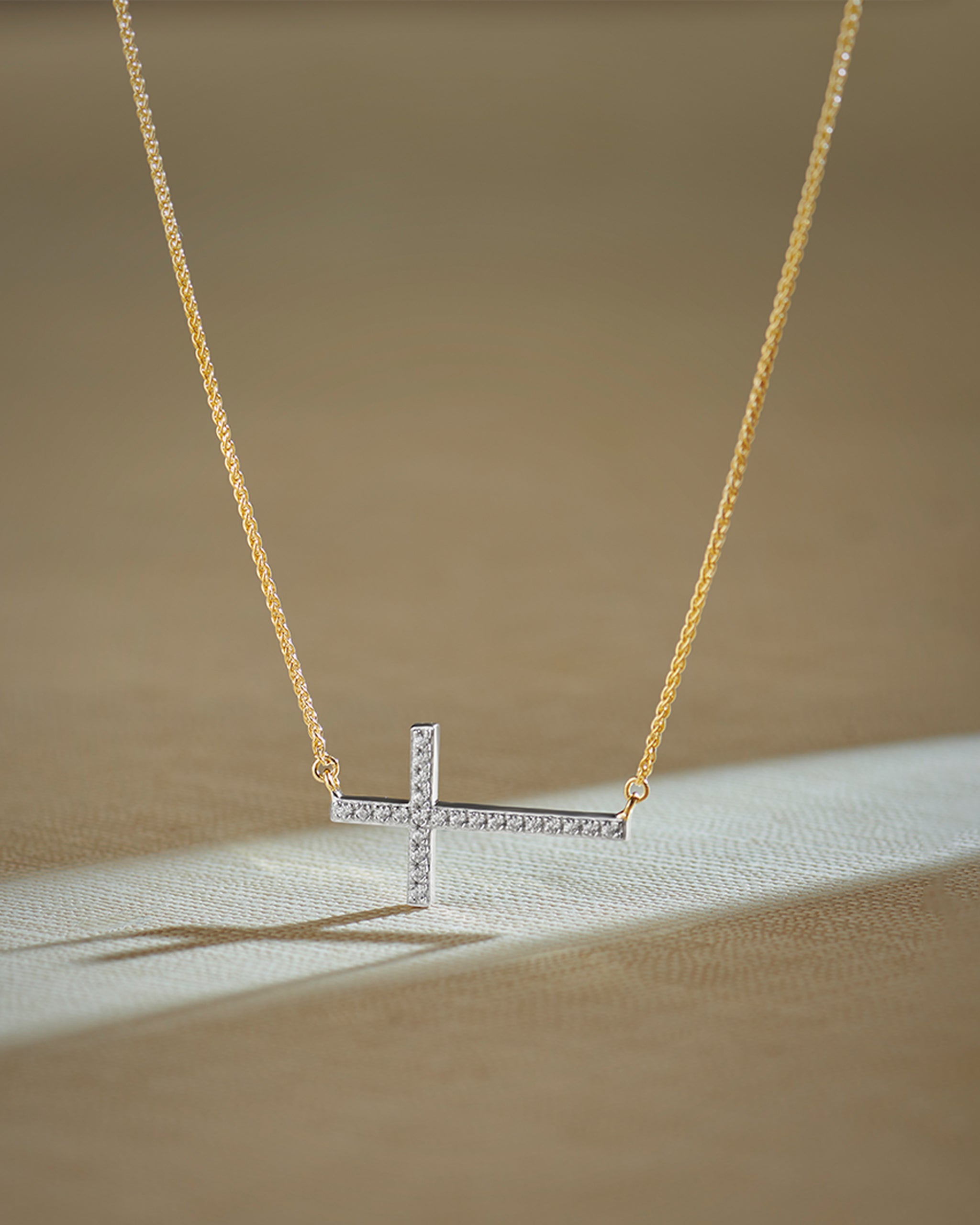 Horizontal Cross Diamond Necklace