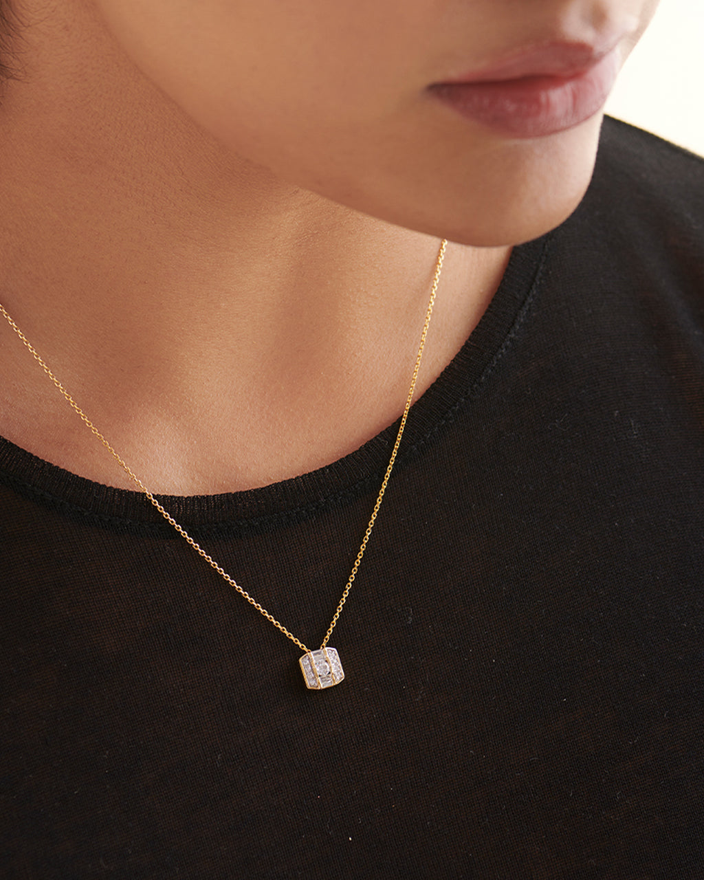 Elegant Octa Cluster Diamond Necklace, 14K Solid Gold, 1/3 ct Lab Grown Diamond-4