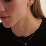 Minimal Square Necklace, 14K Solid Gold, 1/8 ct Lab Grown Diamond-2