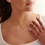 Minimal Square Necklace, 14K Gold Vermeil, 1/8 ct Lab Grown Diamond-4