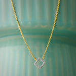 Minimal Square Necklace, 14K Solid Gold, 1/8 ct Lab Grown Diamond-5
