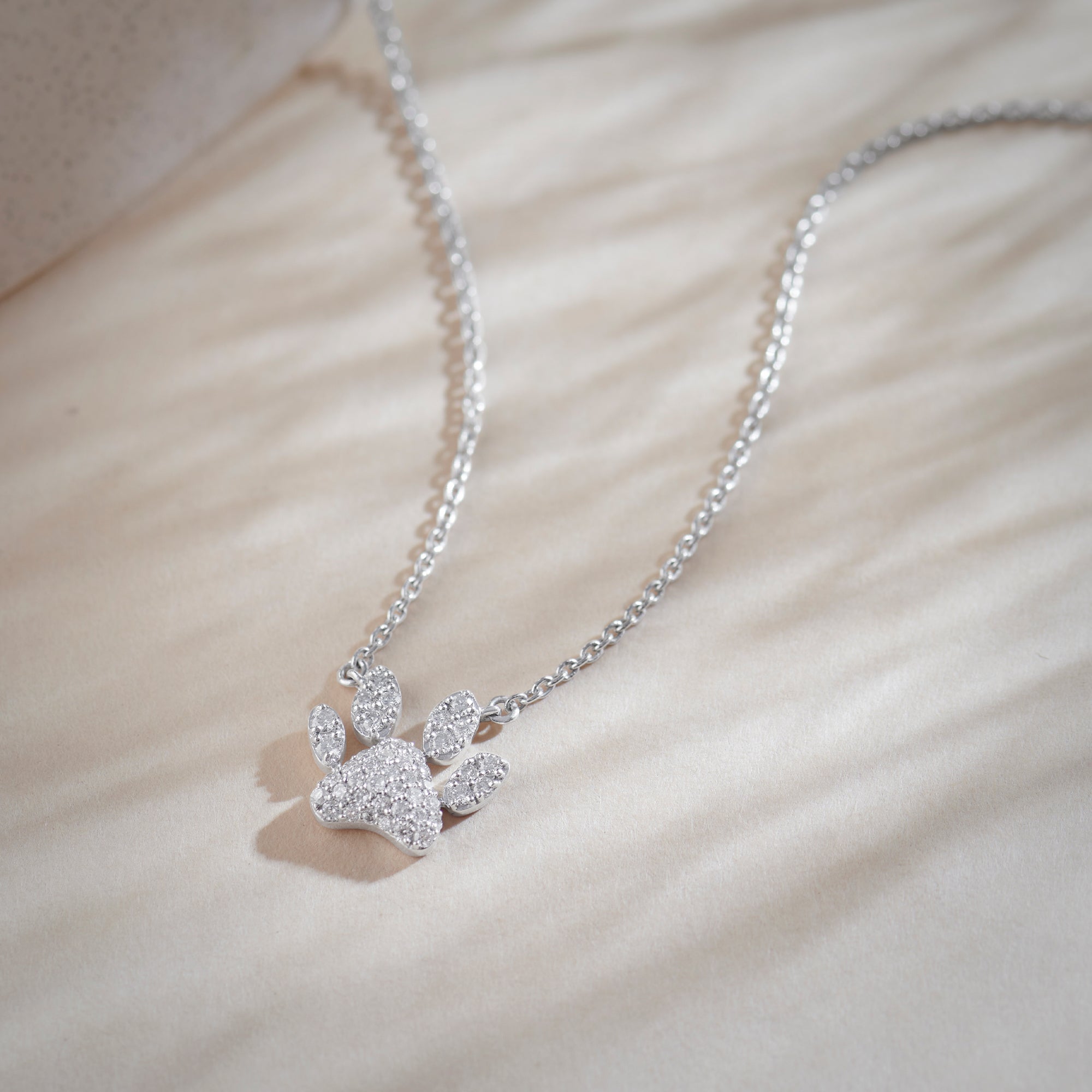 Paw Diamond Necklace, Sterling Silver, 1/4 ct Lab Grown Diamond-1