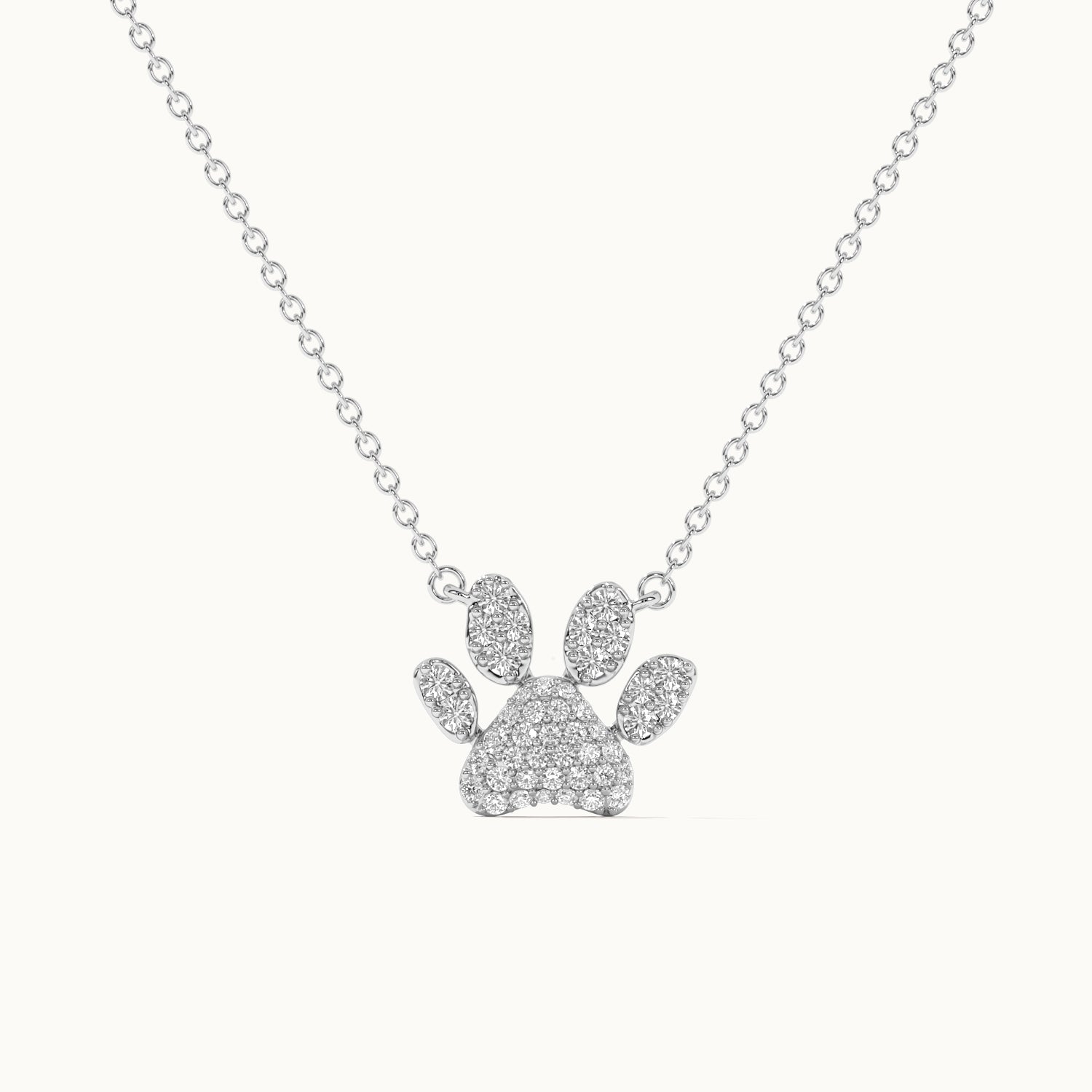 Paw Diamond Necklace, Sterling Silver, 1/4 ct Lab Grown Diamond-3