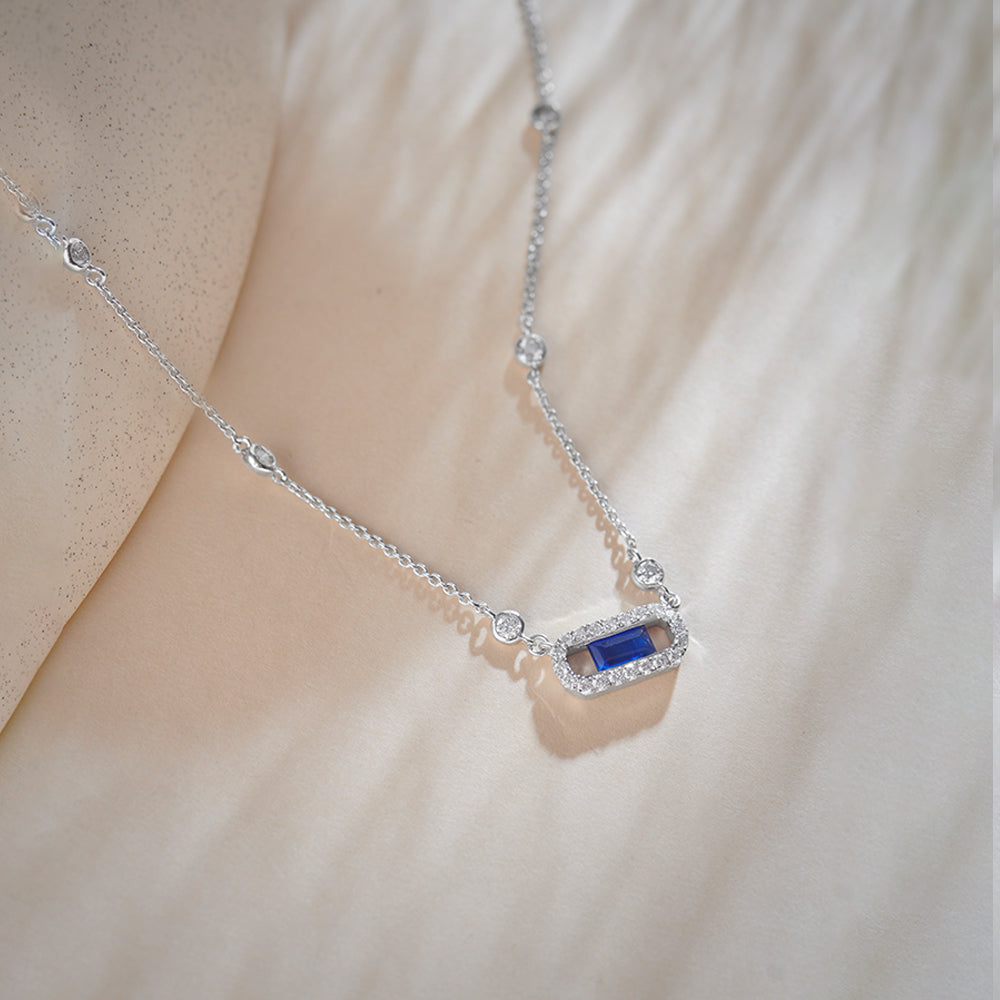 Station Paperclip Necklace, Sterling Silver, 3/8 ct Lab Grown Diamond-1