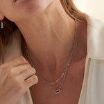 Station Paperclip Necklace, Sterling Silver, 3/8 ct Lab Grown Diamond-4