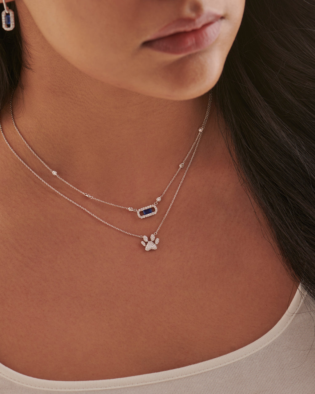 Station Paperclip Necklace, Sterling Silver, 3/8 ct Lab Grown Diamond-2