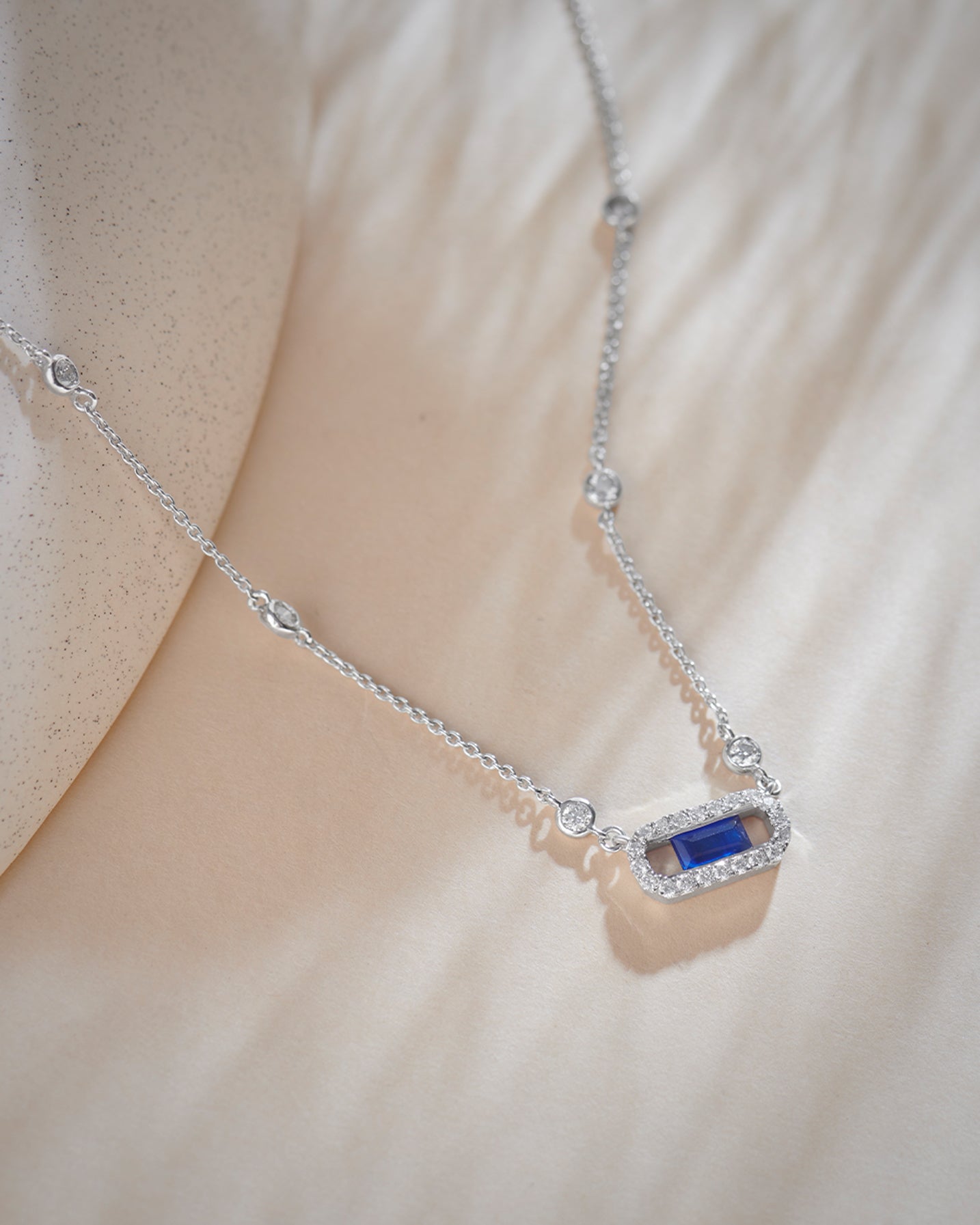Station Paperclip Necklace, Sterling Silver, 3/8 ct Lab Grown Diamond-6