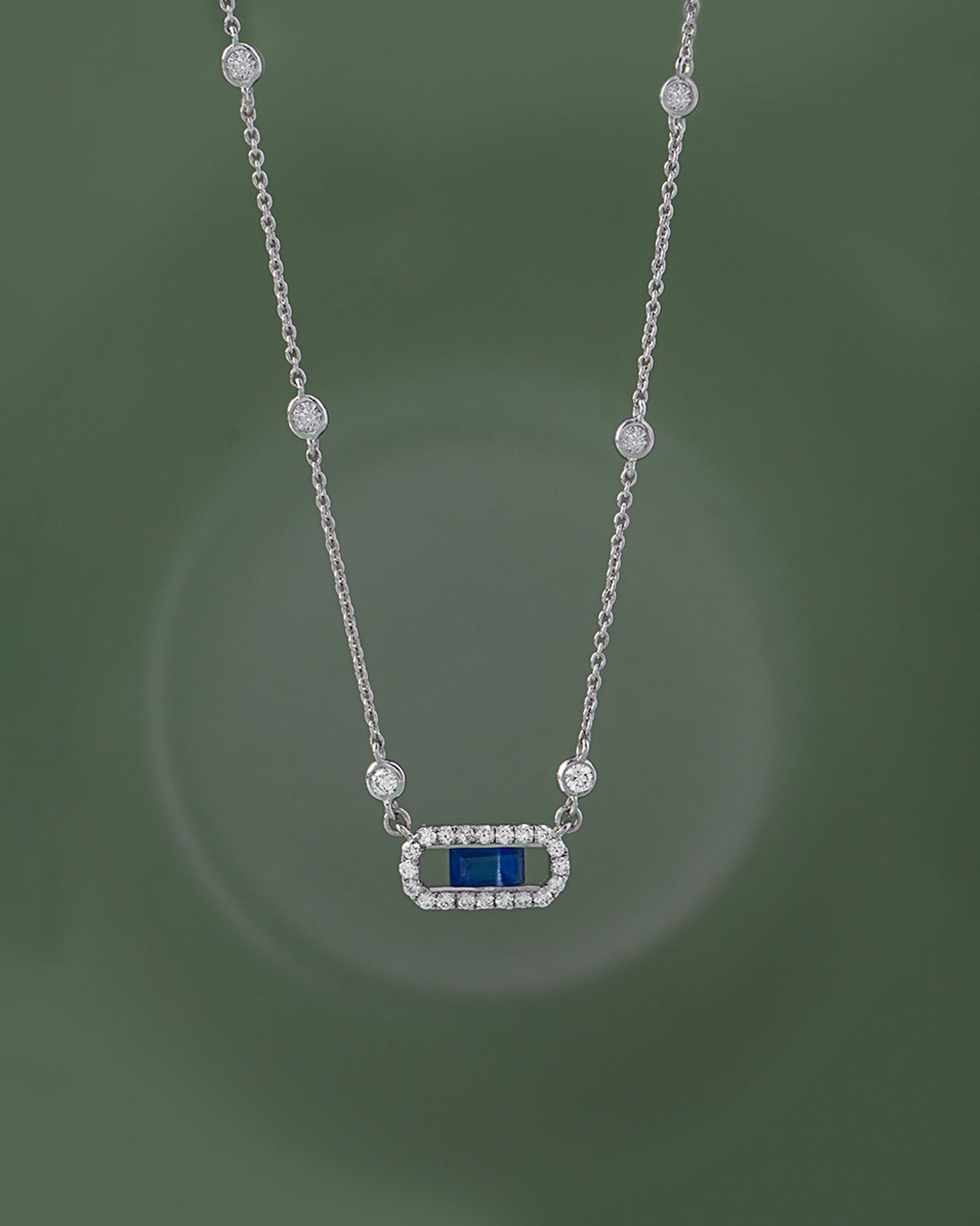 Station Paperclip Necklace, Sterling Silver, 3/8 ct Lab Grown Diamond-5