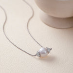 Panaroma Diamond Pearl Necklace, Sterling Silver, 1/2 ct Lab Grown Diamond-5