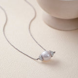 Panaroma Diamond Pearl Necklace, 14K Solid Gold, 1/2 ct Lab Grown Diamond-5