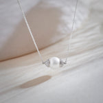 Panaroma Diamond Pearl Necklace, 14K Solid Gold, 1/2 ct Lab Grown Diamond-6
