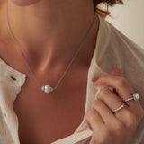 Panaroma Diamond Pearl Necklace, Sterling Silver, 1/2 ct Lab Grown Diamond-4