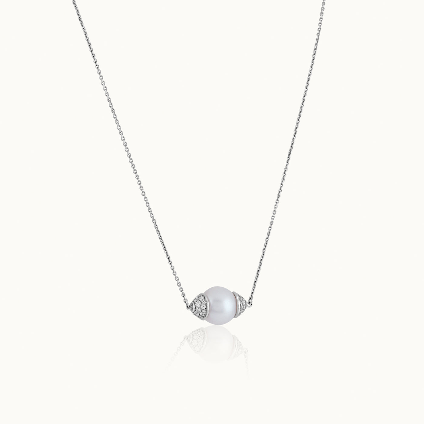 Panaroma Diamond Pearl Necklace, 14K Solid Gold, 1/2 ct Lab Grown Diamond-3
