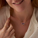Enamel Butterfly Necklace, 14K Solid Gold, 1/4 ct Lab Grown Diamond-4