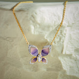 Enamel Butterfly Necklace, 14K Solid Gold, 1/4 ct Lab Grown Diamond-6