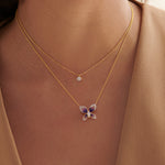 Enamel Butterfly Necklace, 14K Solid Gold, 1/4 ct Lab Grown Diamond-2