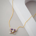 Enamel Butterfly Necklace, 14K Solid Gold, 1/4 ct Lab Grown Diamond-5