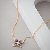 Enamel Butterfly Necklace, 14K Solid Gold, 1/4 ct Lab Grown Diamond-5