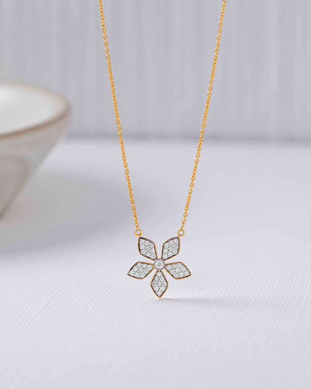 Floral Diamond Necklace, 14K Gold Vermeil, 1/3 ct Lab Grown Diamond-5