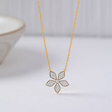 Floral Diamond Necklace, 14K Solid Gold, 1/3 ct Lab Grown Diamond-5