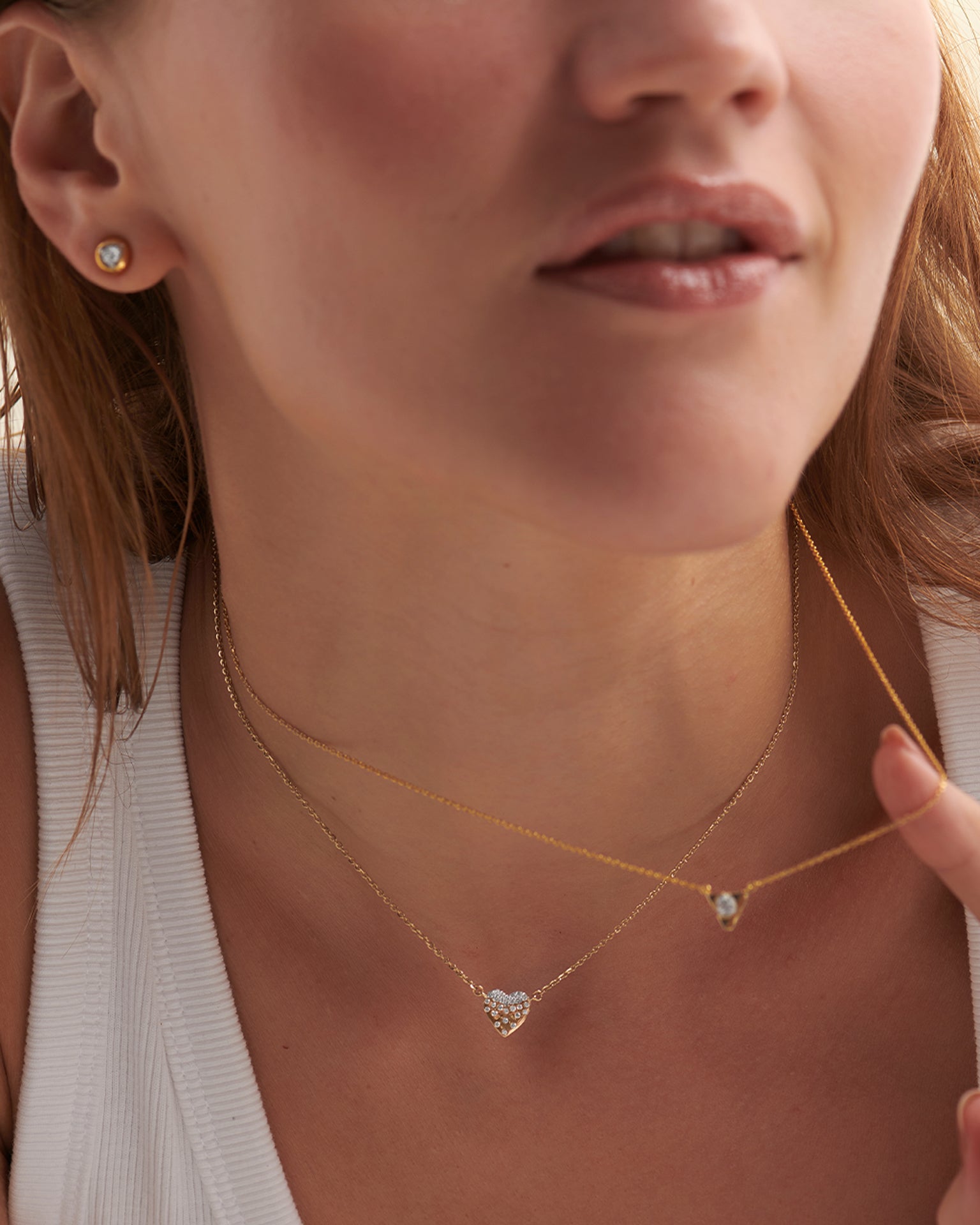 Bubbles Heart Necklace, 14K Solid Gold, 1/8 ct Lab Grown Diamond-2