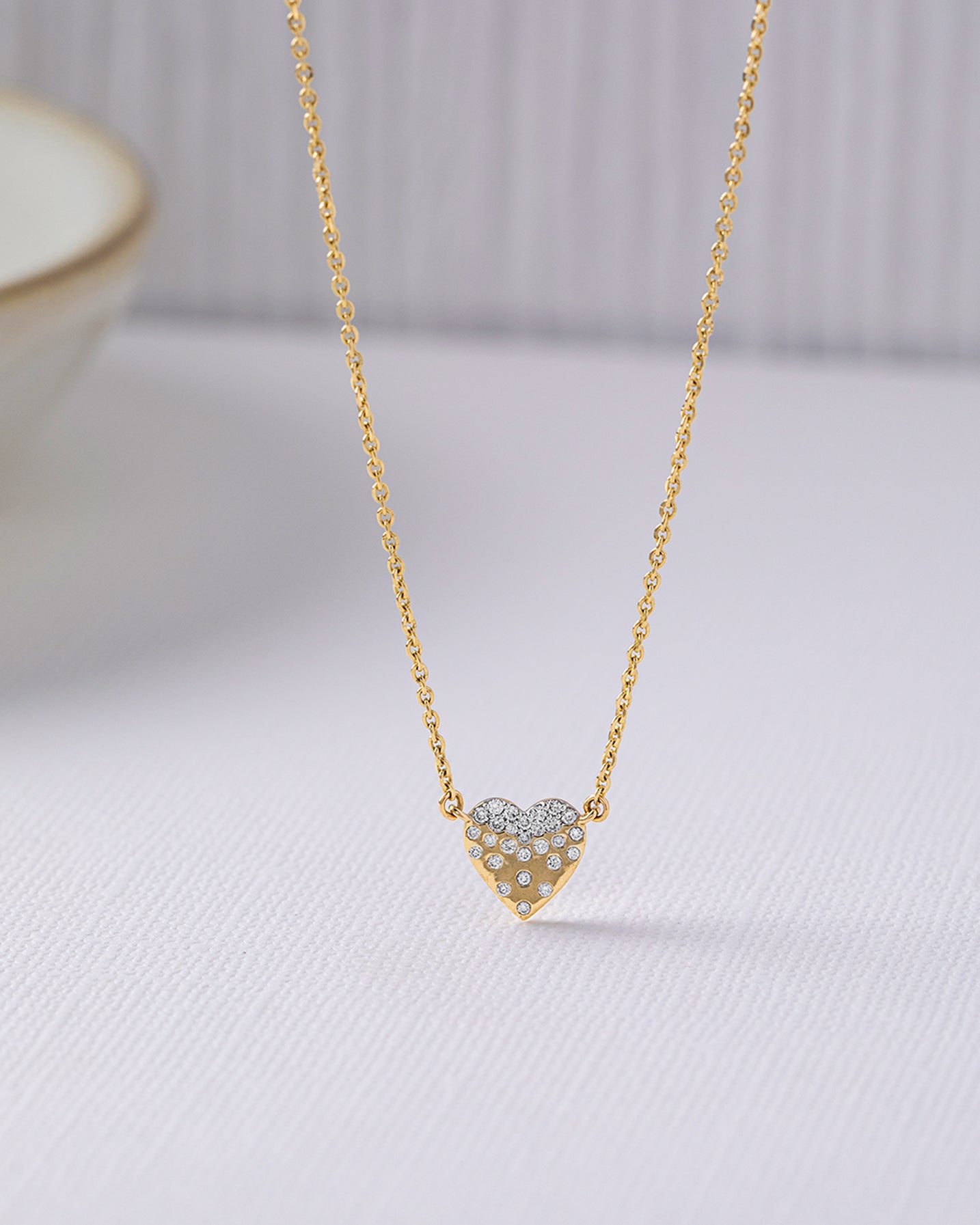 Bubbles Heart Necklace, 14K Solid Gold, 1/8 ct Lab Grown Diamond-5