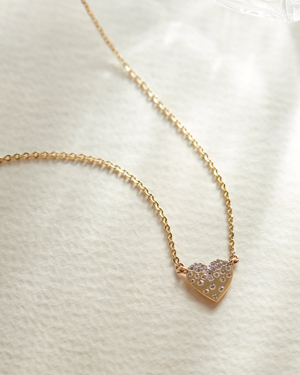 Bubbles Heart Necklace, 14K Solid Gold, 1/8 ct Lab Grown Diamond-6