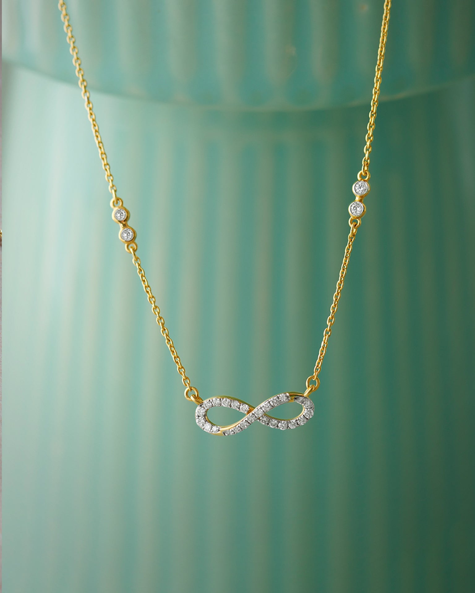 Infinity Station Necklace, 14K Gold Vermeil, 1/4 ct Lab Grown Diamond-5