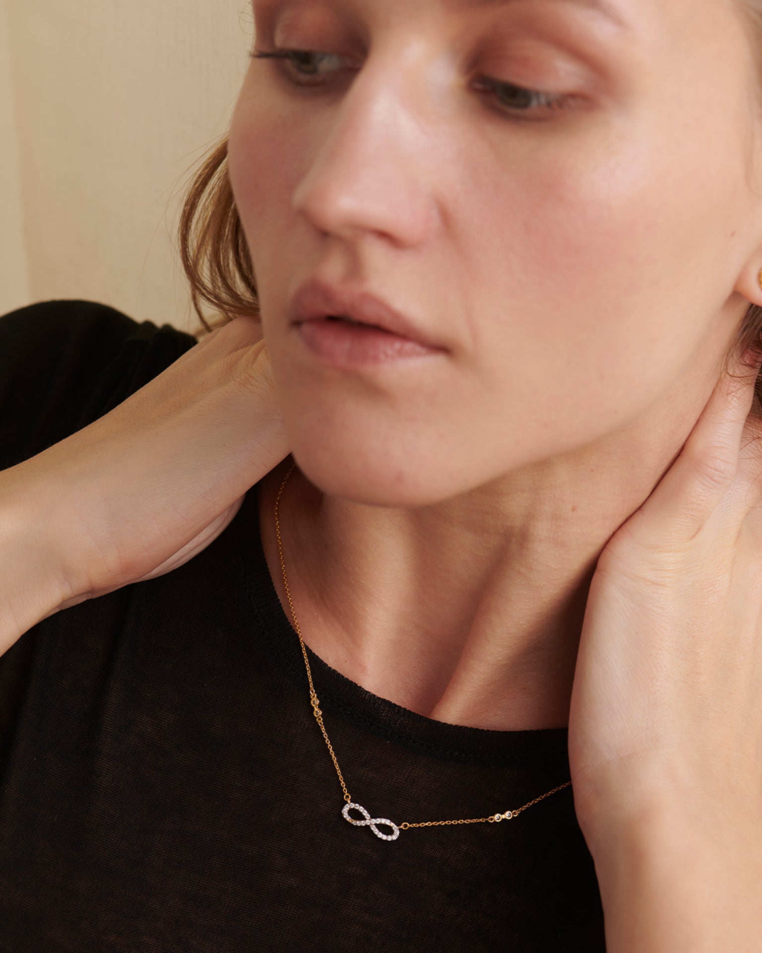 Infinity Station Necklace, 14K Gold Vermeil, 1/4 ct Lab Grown Diamond-4