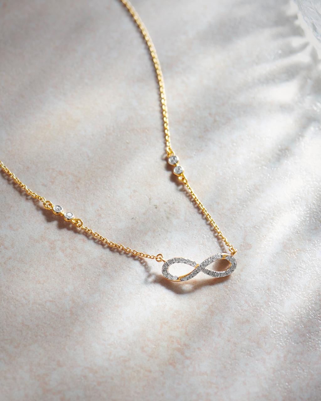 Infinity Station Necklace, 14K Gold Vermeil, 1/4 ct Lab Grown Diamond-6